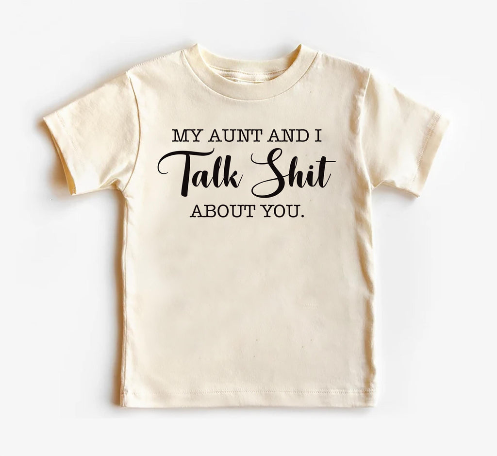 My Aunt and I Talk Shit Onesie, Baby Bodysuit, Baby Shirt, Toddler Sweatshirt - Funny Aunt Baby Outfit, Sarcastic Gift for Cool Aunt & Baby