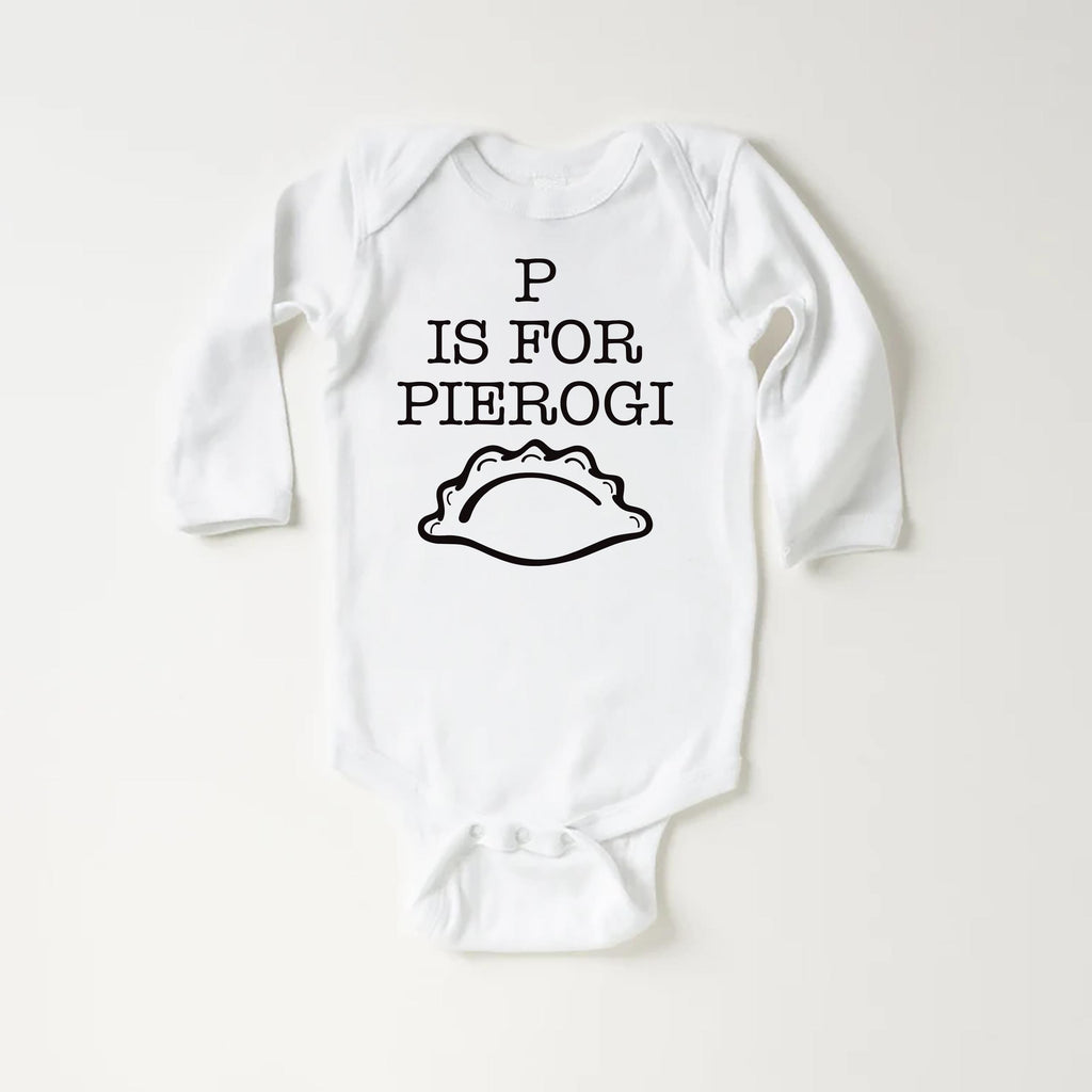 P Is For Pierogi Onesie, Baby Bodysuit, Baby Shirt, Toddler Sweatshirt - Funny Retro Polish Baby Outfit, Pierogi Gift, Foodie Baby Clothes