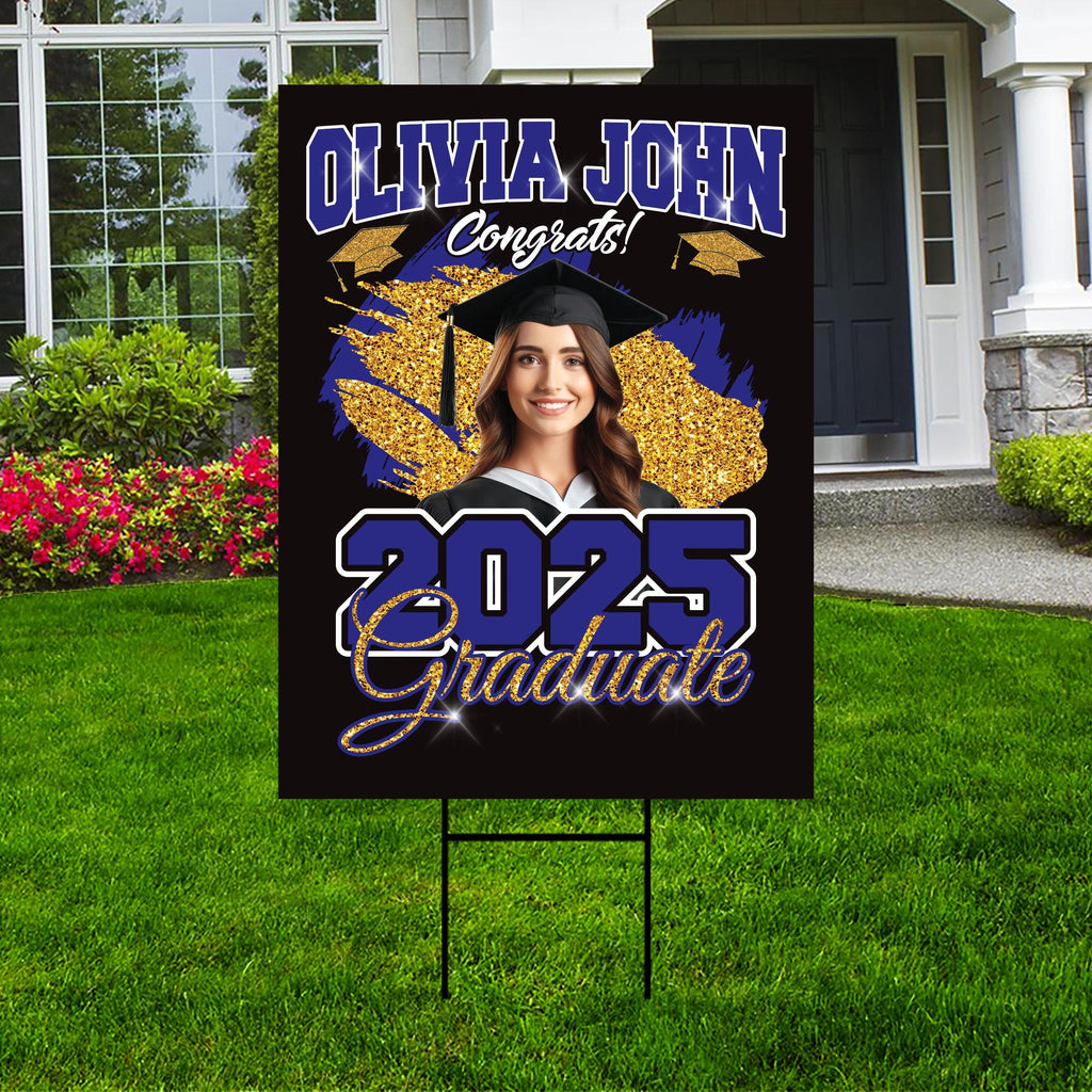 Personalized College Graduation Yard Sign 2025, College Logo Sign, Custom Graduate School College University Yard Sign with Metal H-Stake
