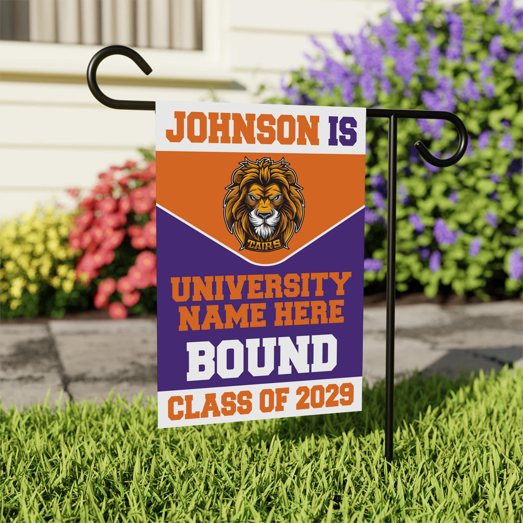 Personalized College Bound Garden Flag, Double Sided Future Graduate Custom Decor, University Bound Yard Sign, Class of 2025 Graduation Flag