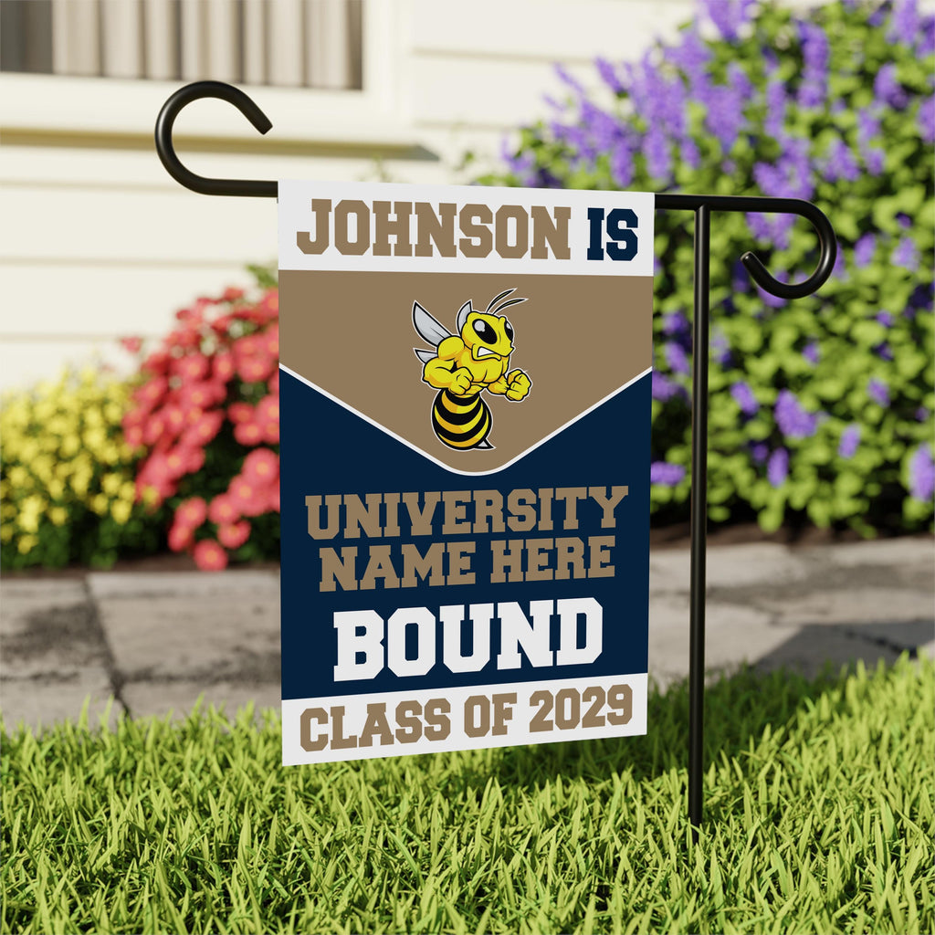 Personalized College Bound Garden Flag, Double Sided Future Graduate Custom Decor, University Bound Yard Sign, Class of 2025 Graduation Flag