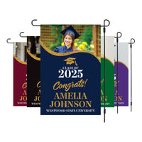 Personalized High School Graduation Photo Garden Flag, Double Sided Custom College Graduation, Class of 2025 Yard Sign, Celebration Flag