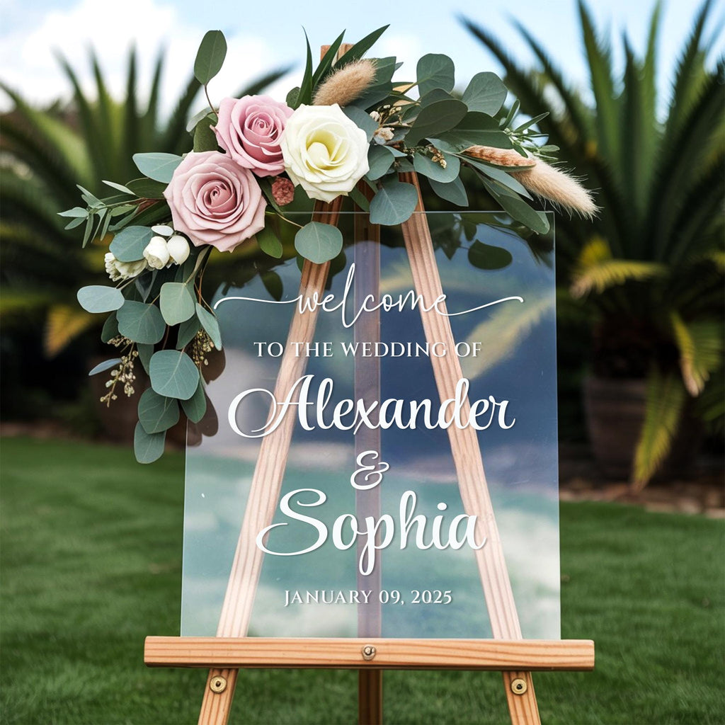 Modern Wedding Welcome Sign, Acrylic Wedding Decor Sign, Welcome to Our Wedding Acrylic Sign, Wedding Gifts, Elegant Ceremony Display