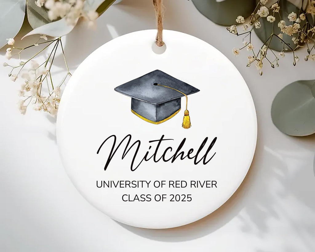 Personalized Graduation Ornament, Custom Ceramic Keepsake, College University High School Gift, Class of 2025, Master's Degree Memory Grad