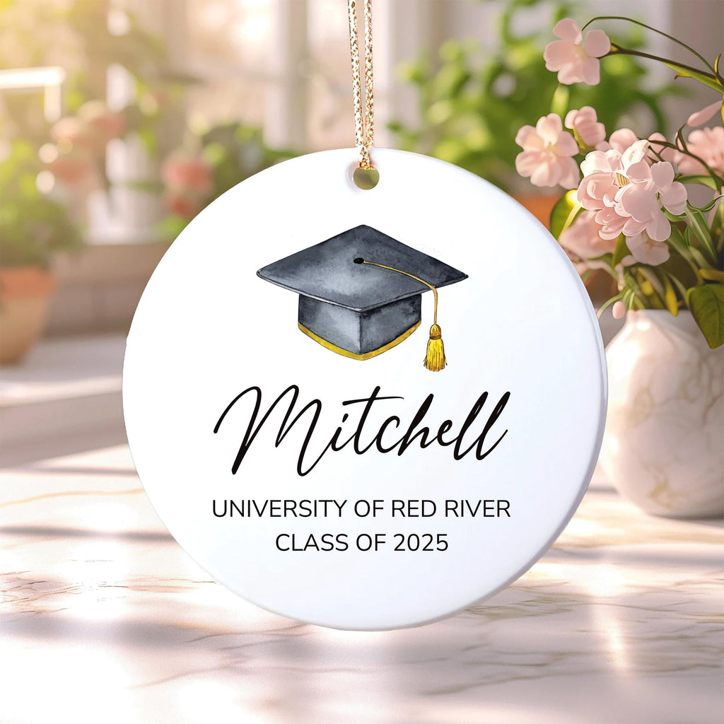 Personalized Graduation Ornament, Custom Ceramic Keepsake, College University High School Gift, Class of 2025, Master's Degree Memory Grad