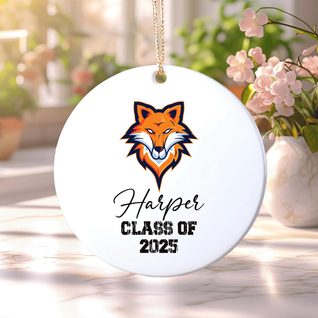 Custom University Ornament, Graduation College Ceramic Keepsake, Class of 2025 Gift, College Logo Ornament, Personalized Graduate Decor