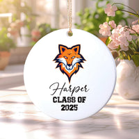 Custom University Ornament, Graduation College Ceramic Keepsake, Class of 2025 Gift, College Logo Ornament, Personalized Graduate Decor