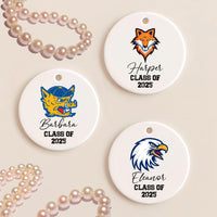Custom University Ornament, Graduation College Ceramic Keepsake, Class of 2025 Gift, College Logo Ornament, Personalized Graduate Decor