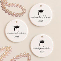 Personalized Graduation Ornament, Ceramic Keepsake Gift, Class of 2025 College Graduation, Master’s or PhD Degree Present, Custom Grad Gift
