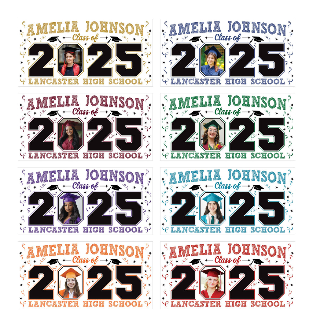 Graduation 2025 Personalized Banner, Congratulations Photo Banner, Graduation Party, Class of 2025, Graduation Vinyl Banner Metal Grommets