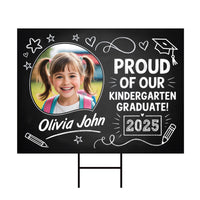 Personalized Kid Elementary Graduation 2025 Yard Sign with Photo, Preschool Sign, Class of 2025, Custom Grad Lawn Signage with Metal H-Stake