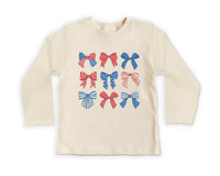 Patriotic Girl Onesie, Baby Bodysuit, Baby Shirt, Toddler Sweatshirt - Boho Coquette Bows Outfit, Cute Fourth of July Southern Girl Gift