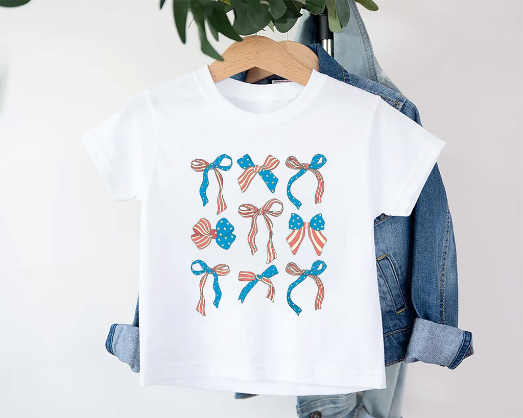 4th of July Onesie, Baby Bodysuit, Baby Shirt, Toddler Sweatshirt - Girls Coquette Patriotic Outfit, Boho Bows, Southern Girl July 4th Gift