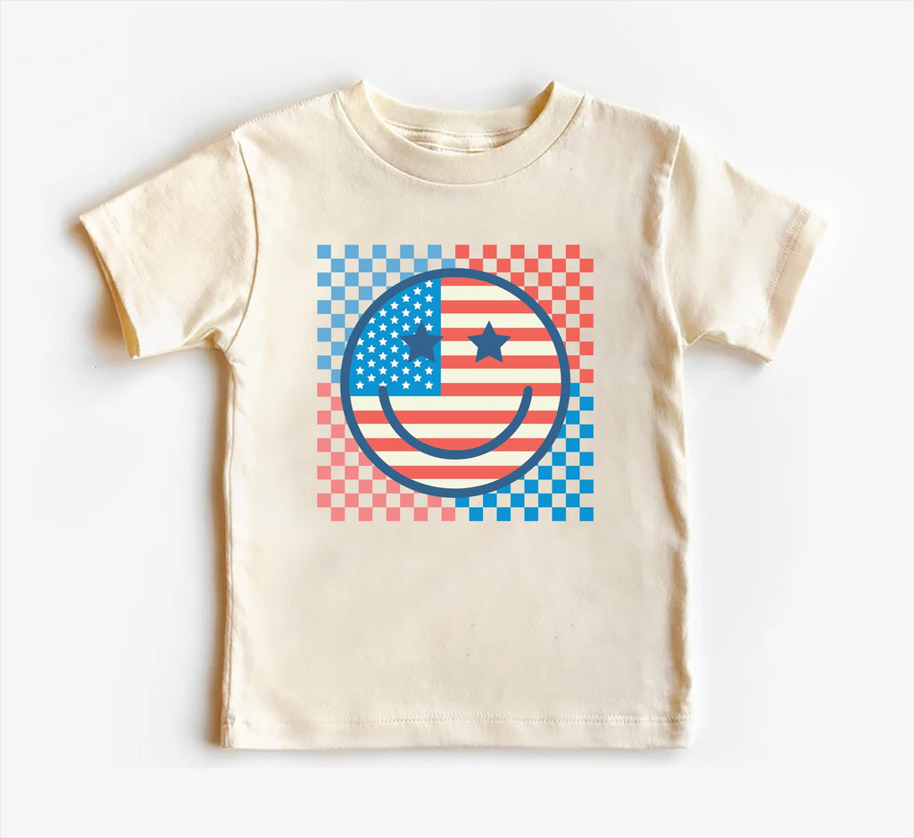 Retro Patriotic Onesie, Baby Bodysuit, Baby Shirt, Toddler Sweatshirt - Smiley Face Vintage Fourth of July Outfit, Cute USA Baby Gift Idea