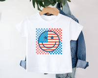 Retro Patriotic Onesie, Baby Bodysuit, Baby Shirt, Toddler Sweatshirt - Smiley Face Vintage Fourth of July Outfit, Cute USA Baby Gift Idea