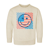 Retro Patriotic Onesie, Baby Bodysuit, Baby Shirt, Toddler Sweatshirt - Smiley Face Vintage Fourth of July Outfit, Cute USA Baby Gift Idea