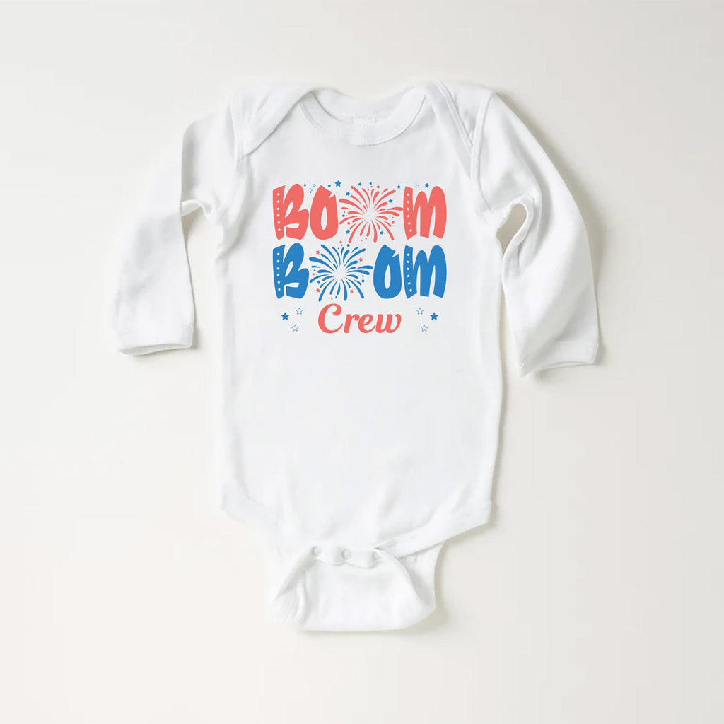 Boom Boom Crew Onesie, Baby Bodysuit, Baby Shirt, Toddler Sweatshirt - Cousin Crew Patriotic Outfit, Fourth of July Fireworks USA Baby Gift
