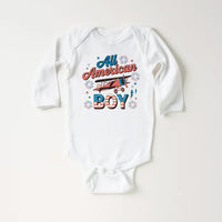Fourth of July Boys Onesie, Baby Bodysuit, Baby Shirt, Toddler Sweatshirt - American Boy Retro Outfit, Vintage Patriotic USA Baby Gift