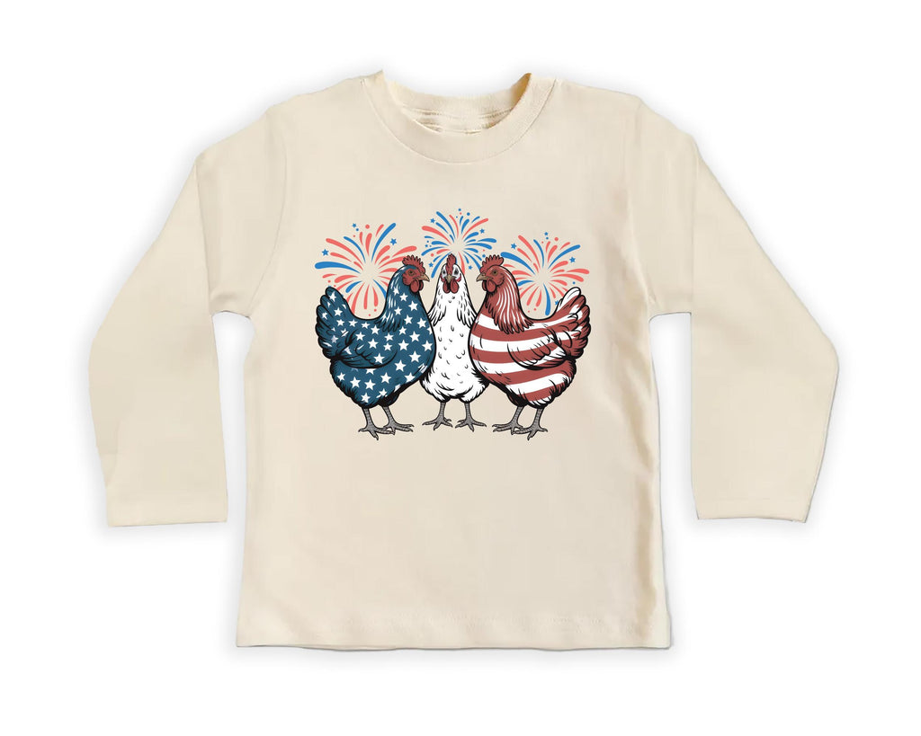 Patriotic Chicken Onesie, Baby Bodysuit, Baby Shirt, Toddler Sweatshirt - American Flag Fourth of July Outfit, Wild and Free USA Baby Gift