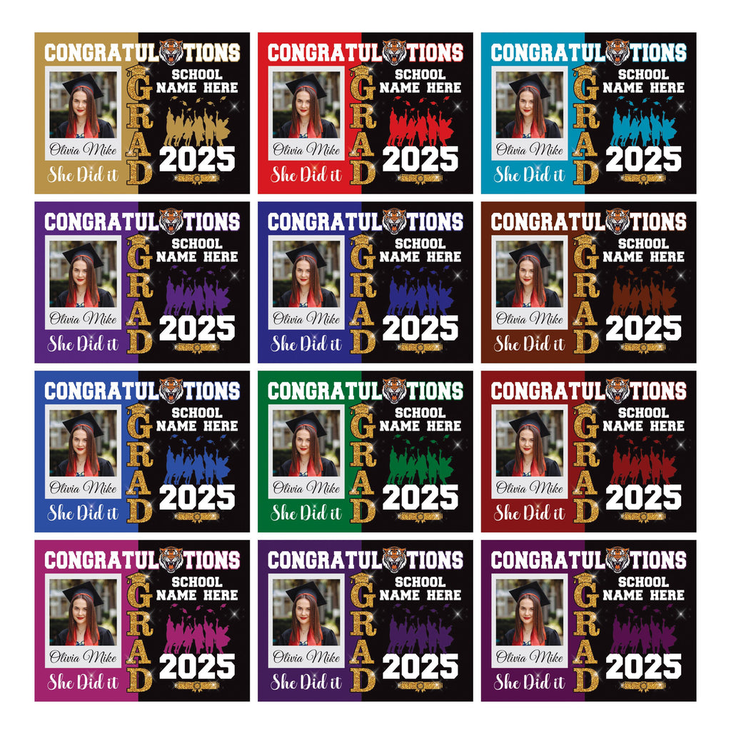 Personalized Graduation Yard Sign 2025 with Photo, Custom College Logo Sign, Class of 2025, Custom Graduation Yard Sign with Metal H-Stake