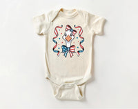 4th of July Goose Baby Bodysuit, Baby Shirt, Toddler Sweatshirt - America Coquette Outfit, Patriotic FOJ Bows, Cute Coquette Fourth Gift