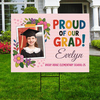 Personalized Kid Elementary Graduation 2025 Yard Sign with Photo, Preschool Sign, Class of 2025, Custom Grad Lawn Signage with Metal H-Stake