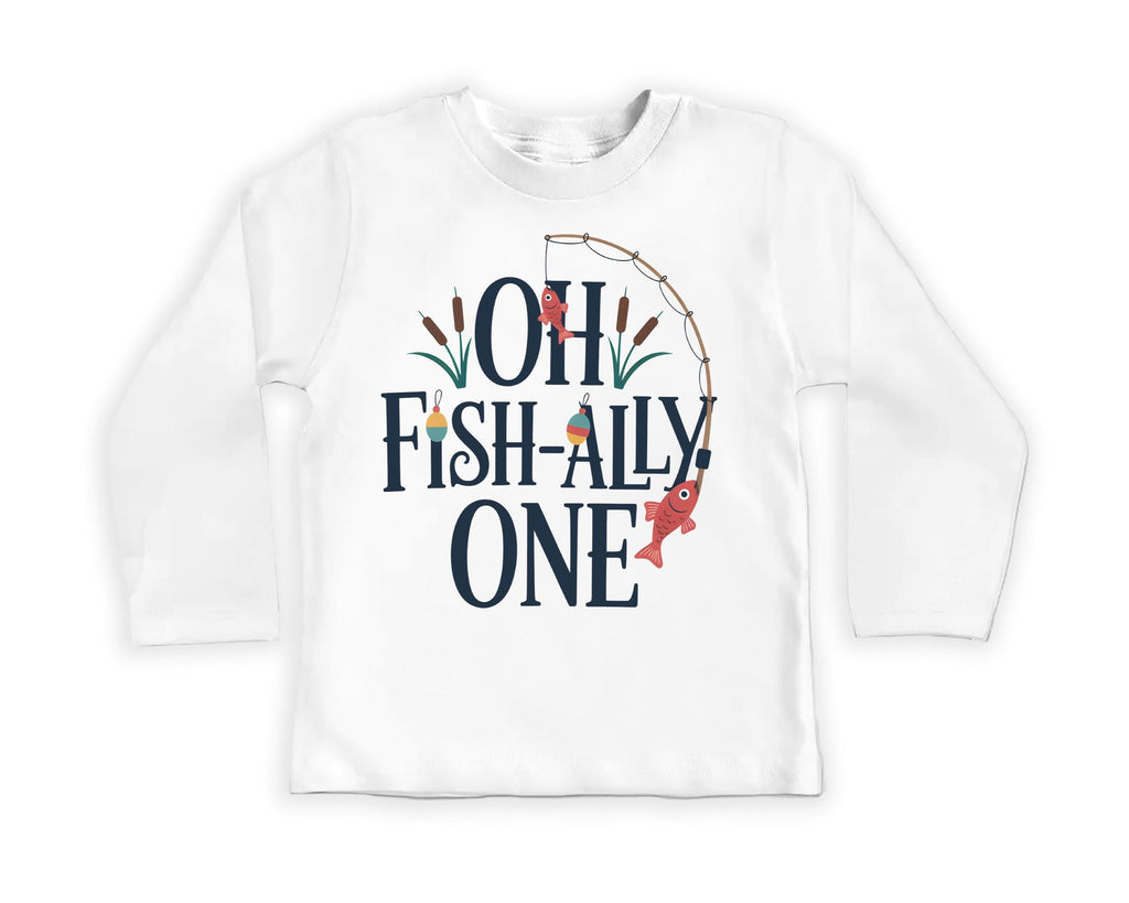 Oh Fish-Ally One Toddler Sweatshirt, Baby Shirt, Onesie, Baby Bodysuit - Vintage First Birthday Outfit, Cute One Year Old Fishing Party Gift