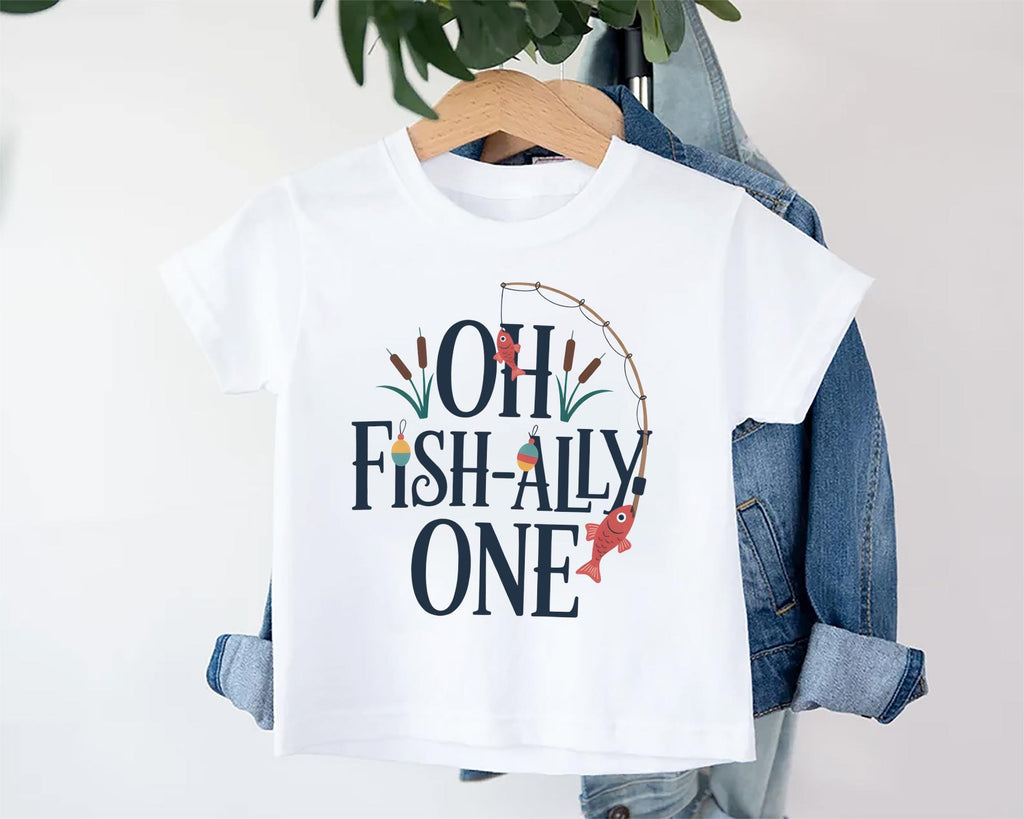 Oh Fish-Ally One Toddler Sweatshirt, Baby Shirt, Onesie, Baby Bodysuit - Vintage First Birthday Outfit, Cute One Year Old Fishing Party Gift