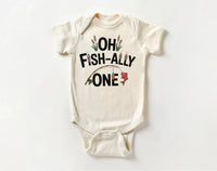 Oh Fish-Ally One Toddler Sweatshirt , Baby Shirt, Onesie, Baby Bodysuit - Vintage First Birthday Outfit, Cute One Year Old Fishing Party Gift
