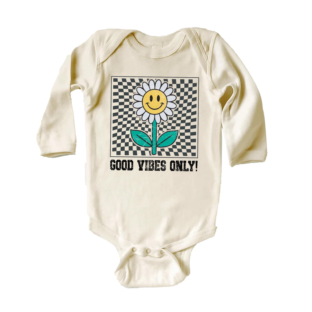Good Vibes Onesie, Baby Bodysuit, Baby Shirt, Toddler Sweatshirt - Retro Daisy Summer Outfit, Cute Flower Baby Gift, Groovy Sunshine Look