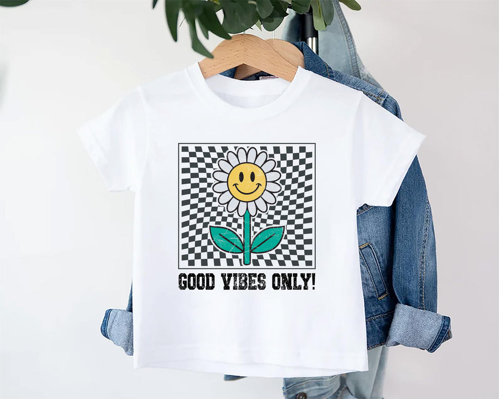 Good Vibes Onesie, Baby Bodysuit, Baby Shirt, Toddler Sweatshirt - Retro Daisy Summer Outfit, Cute Flower Baby Gift, Groovy Sunshine Look