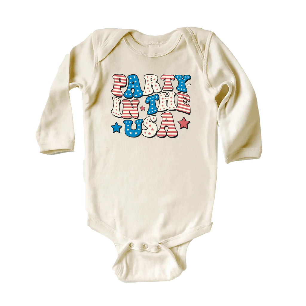 Party in the USA Onesie, Baby Bodysuit, Baby Shirt, Toddler Sweatshirt - Patriotic Fourth of July Outfit, Cute Red White Blue Baby Gift