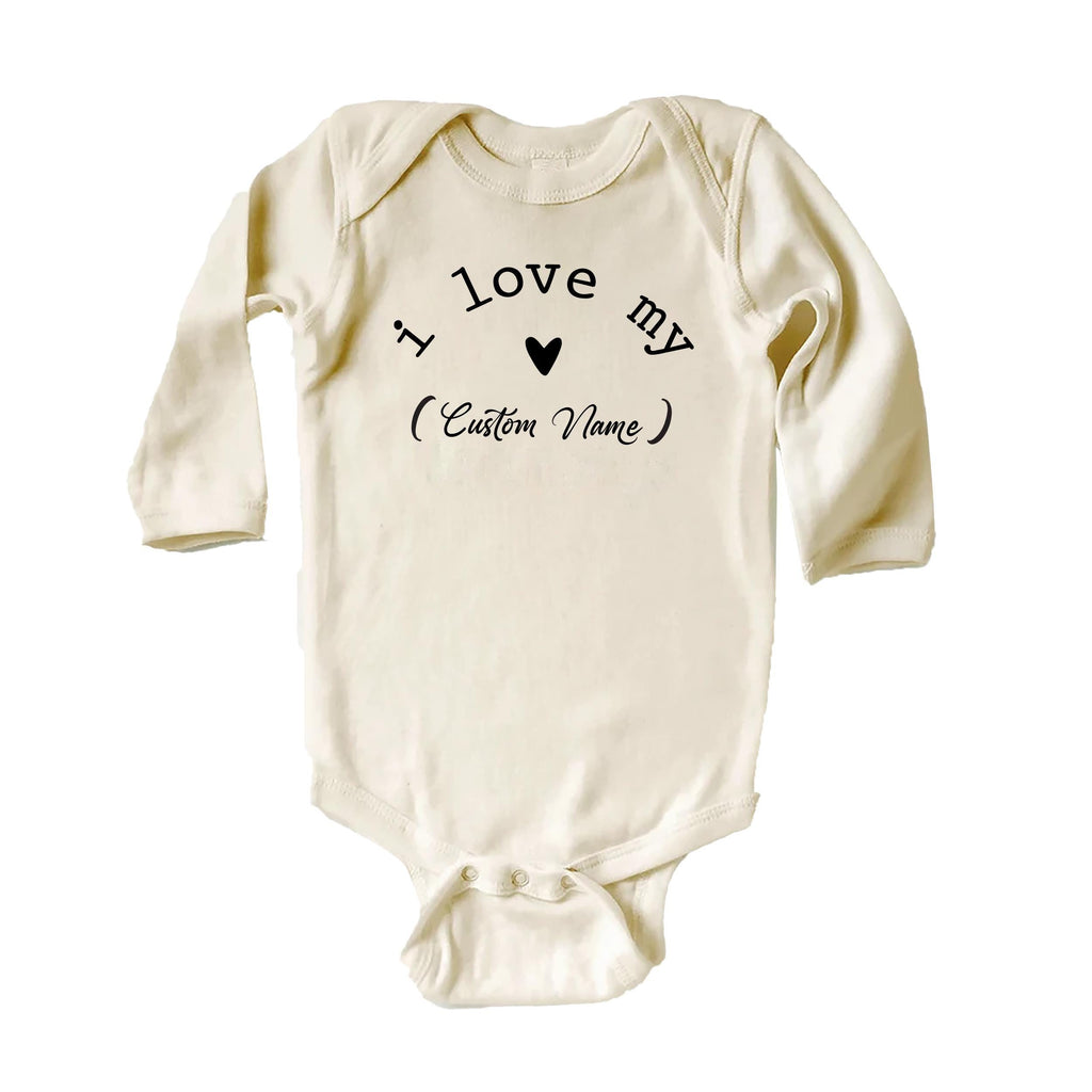 I Love My Custom Onesie, Baby Bodysuit, Baby Shirt, Toddler Sweatshirt - Cute Vintage Personalized Baby Outfit, Custom Name Family Gift Idea