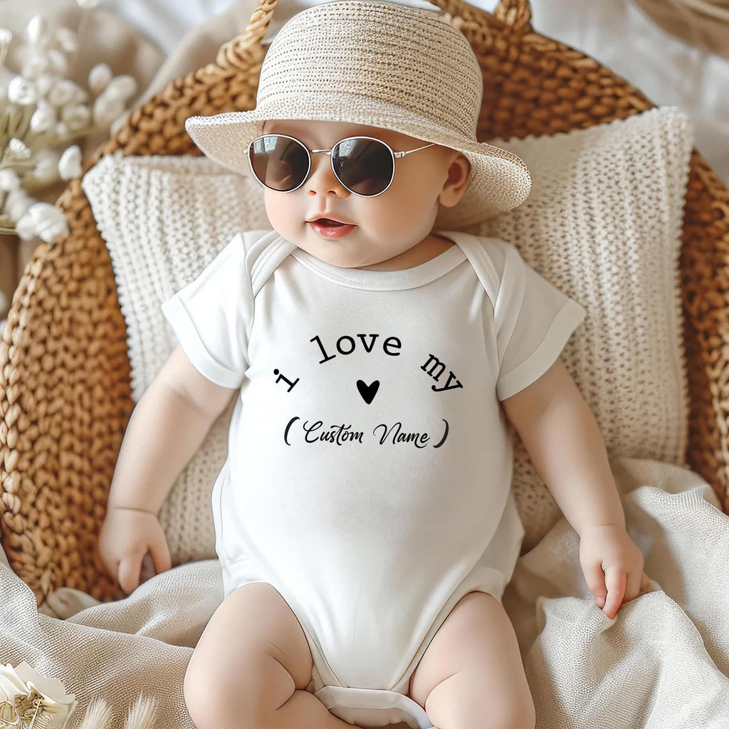 I Love My Custom Onesie, Baby Bodysuit, Baby Shirt, Toddler Sweatshirt - Cute Vintage Personalized Baby Outfit, Custom Name Family Gift Idea