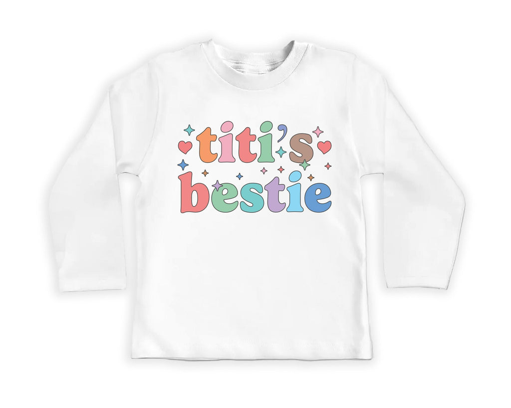 Titi’s Bestie Onesie, Baby Bodysuit, Baby Shirt, Toddler Sweatshirt, Auntie’s Bestie Boho Girls Rainbow Outfit, Gift from Aunt for Baby Girl