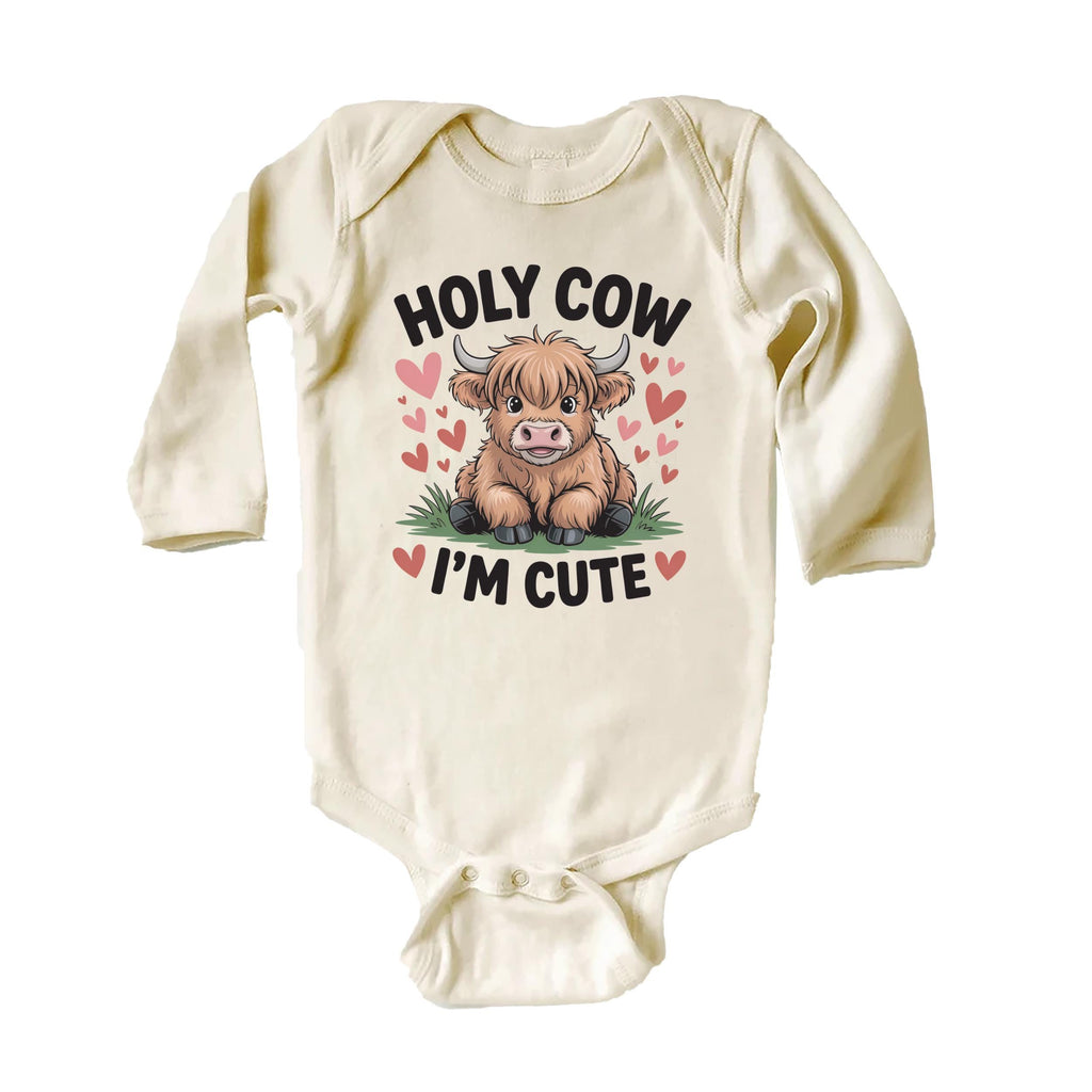 Holy Cow I’m Cute Onesie, Baby Bodysuit, Baby Shirt, Toddler Sweatshirt - Funny Cow Baby Outfit, Cute Farm Baby Gift, Country Style Look