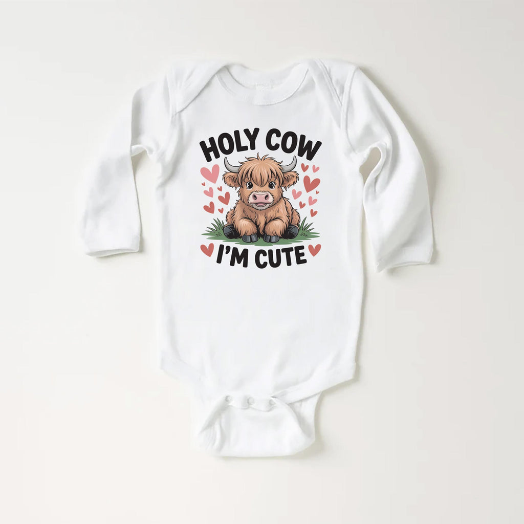 Holy Cow I’m Cute Onesie, Baby Bodysuit, Baby Shirt, Toddler Sweatshirt - Funny Cow Baby Outfit, Cute Farm Baby Gift, Country Style Look