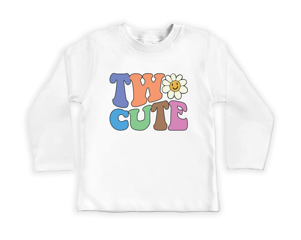 Two Cute Birthday Onesie, Baby Bodysuit, Baby Shirt, Toddler Sweatshirt - Retro Girls Second Birthday Outfit, Cute 2nd Birthday Gift for Her
