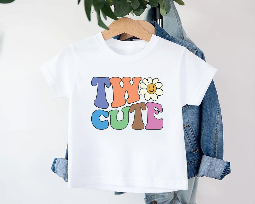 Two Cute Birthday Onesie, Baby Bodysuit, Baby Shirt, Toddler Sweatshirt - Retro Girls Second Birthday Outfit, Cute 2nd Birthday Gift for Her
