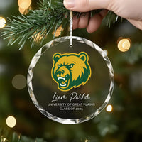 Custom University Logo Crystal Ornament, College Graduation Gift for Her, Personalized Class of 2025 Keepsake, School Grad Glass Ornament