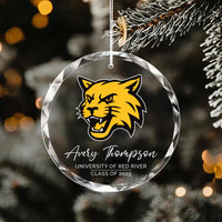 Custom University Logo Crystal Ornament, College Graduation Gift for Her, Personalized Class of 2025 Keepsake, School Grad Glass Ornament