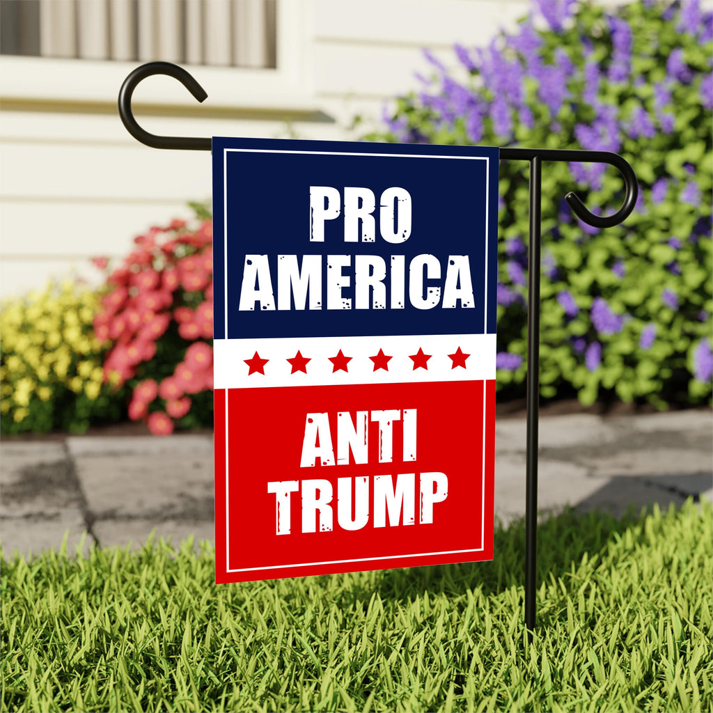 Pro-America Anti-Trump Garden Flag, 12x18 Inch Double Sided, Resist Hate Flag, Anti-Trump Flag, Resist Racism Flag, Resist Fascism Flag