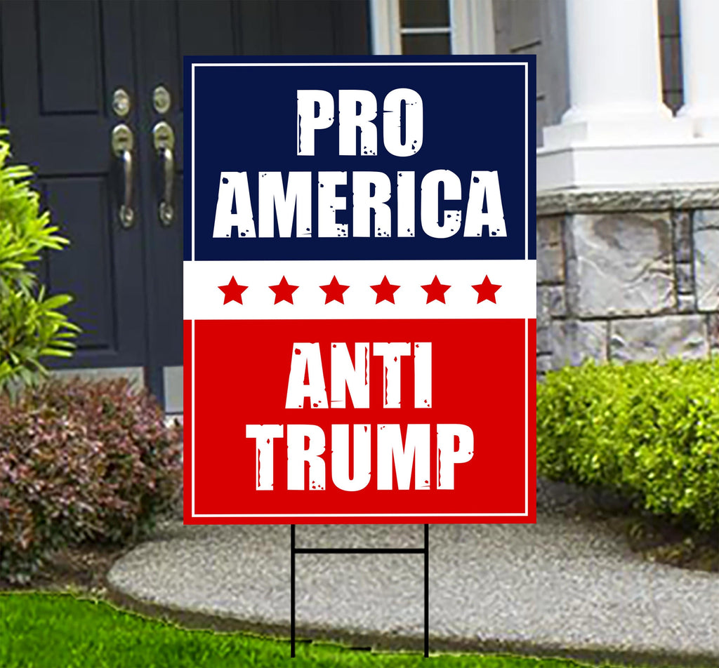 Pro-America Anti-Trump Yard Sign - Resist Hate Lawn Sign, Anti-Trump Sign, Resist Racism, Resist Fascism Yard Sign with Metal H-Stake
