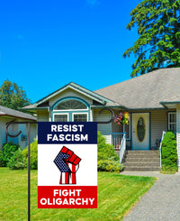 Resist Fascism Fight Oligarchy Garden Flag, 12x18 Inch Double Sided, Resist Hate, Anti-Trump Flag, Resist Racism Flag, Resist Fascism Flag