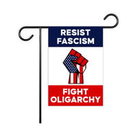 Resist Fascism Fight Oligarchy Garden Flag, 12x18 Inch Double Sided, Resist Hate, Anti-Trump Flag, Resist Racism Flag, Resist Fascism Flag