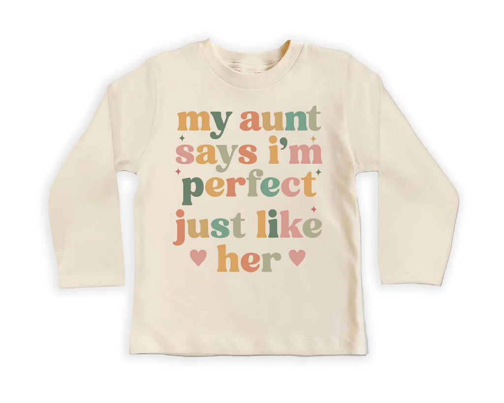 My Aunt Says I'm Perfect Onesie, Baby Bodysuit, Baby Shirt, Toddler Sweatshirt - Auntie's Bestie Boho Outfit, Baby Gift, Auntie's Favorite