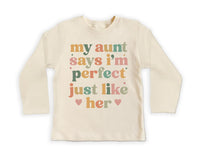 My Aunt Says I'm Perfect Onesie, Baby Bodysuit, Baby Shirt, Toddler Sweatshirt - Auntie's Bestie Boho Outfit, Baby Gift, Auntie's Favorite