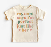 My Aunt Says I'm Perfect Onesie, Baby Bodysuit, Baby Shirt, Toddler Sweatshirt - Auntie's Bestie Boho Outfit, Baby Gift, Auntie's Favorite