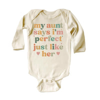 My Aunt Says I'm Perfect Onesie, Baby Bodysuit, Baby Shirt, Toddler Sweatshirt - Auntie's Bestie Boho Outfit, Baby Gift, Auntie's Favorite