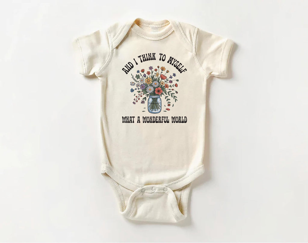 What a Wonderful World Onesie, Baby Bodysuit, Baby Shirt, Toddler Sweatshirt - Retro Boho Baby Outfit, Baby Gift, Earthy Nature Style Look